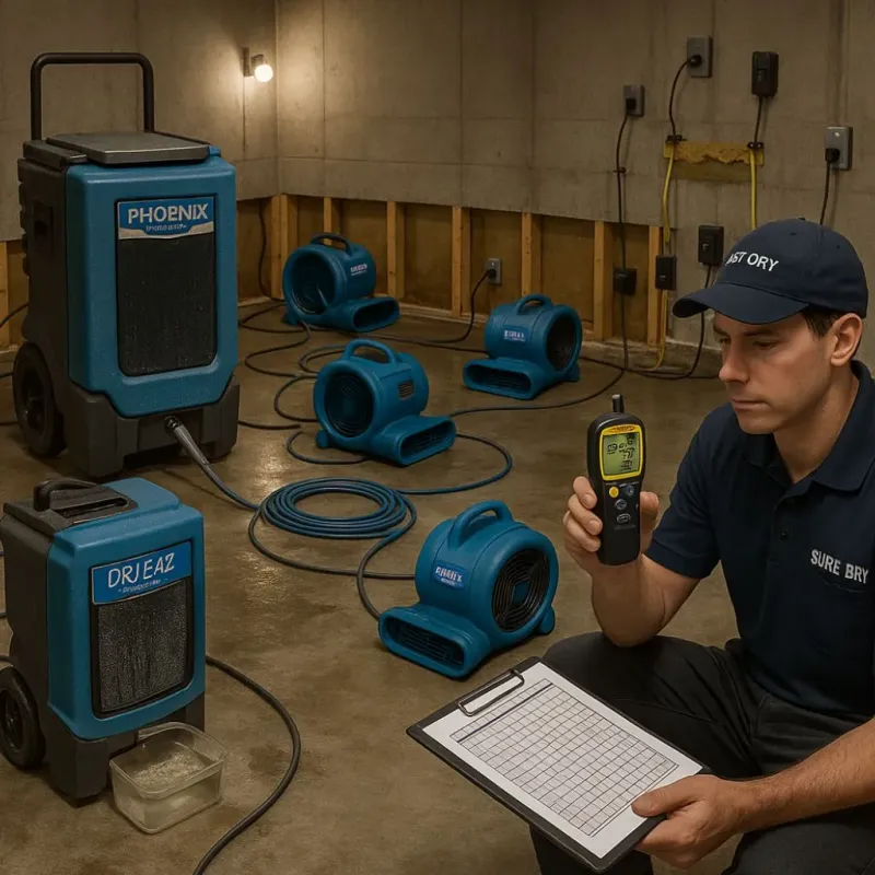 Structural Drying and Dehumidification process in Oakland, FL